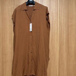 ユニクロ(UNIQLO)のユニクロ　リネンブレンドロングシャツ　半袖　XL(シャツ/ブラウス(半袖/袖なし))