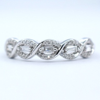 2種ダイヤモンド 18金 ホワイトゴールド  デザイン リング (リング(指輪))