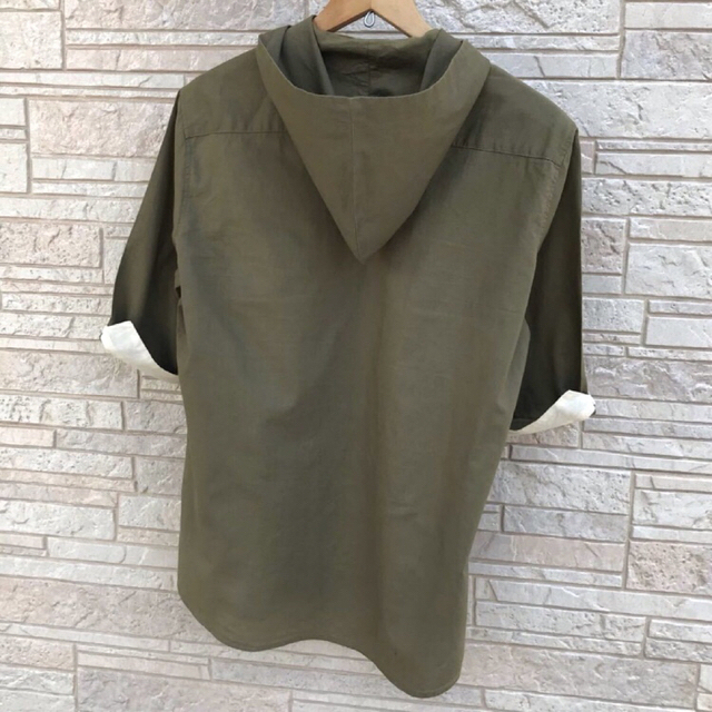 Vtg　90s　羽衣シャツ　ciao　フーデッドシャツ　五分袖　リネン混 メンズのトップス(シャツ)の商品写真