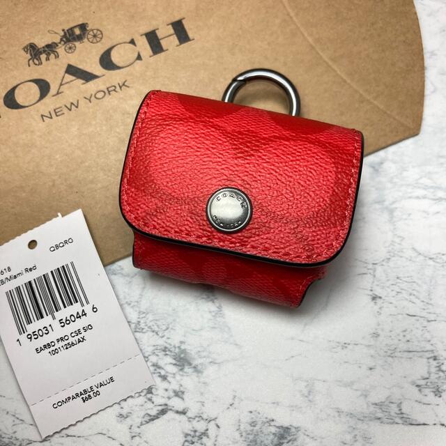 新品 coach/コーチ シグネチャー AirPodsProケース レッド　赤