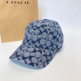 新品未使用☆コーチ　COACH キャップ シグネチャー柄　ネイビー