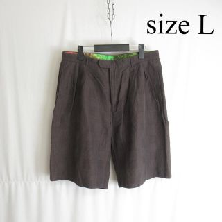 ヤエカ(YAECA)の専用 bukht 美品 リネン ワイド ショート ハーフパンツ ブフト L(ショートパンツ)