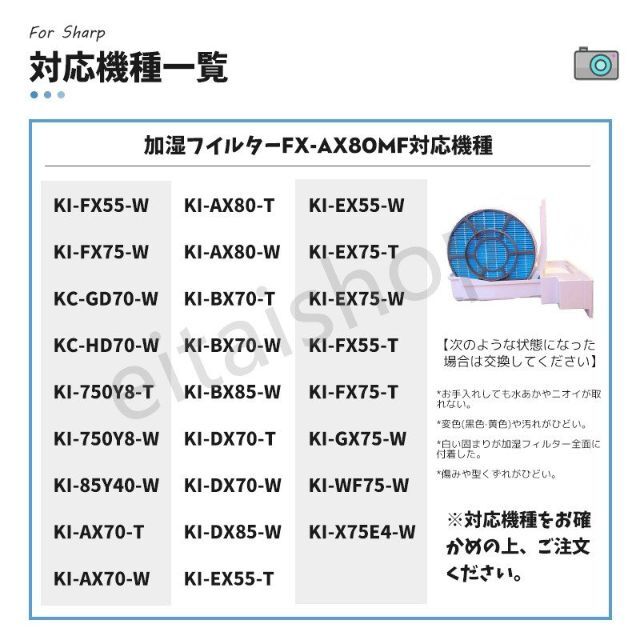 2枚セット】空気清浄機 シャープ FZ-AX80MF 加湿空気清浄機用 互換品の