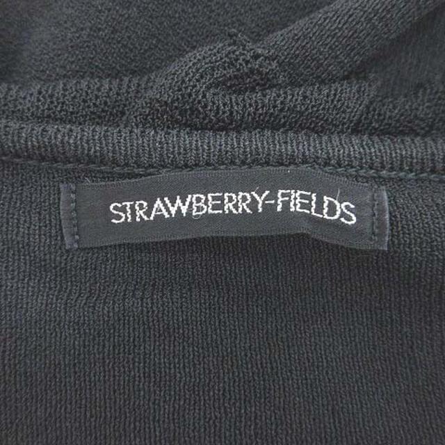 STRAWBERRY-FIELDS(ストロベリーフィールズ)のストロベリーフィールズ ニット カットソー 七分袖 ボートネック フリル 黒 レディースのトップス(ニット/セーター)の商品写真