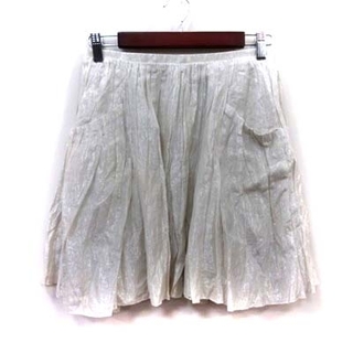 マカフィー(MACPHEE)のマカフィー トゥモローランド フレアスカート ミニ ギャザー 36 白 ホワイト(ミニスカート)