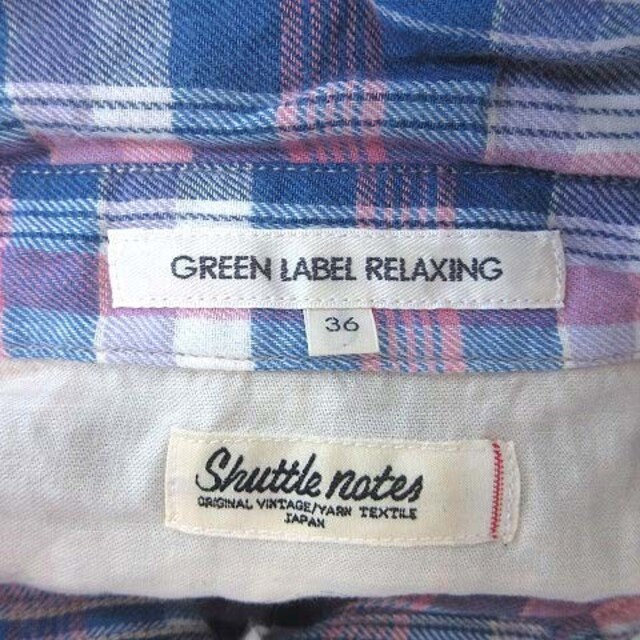 UNITED ARROWS green label relaxing(ユナイテッドアローズグリーンレーベルリラクシング)のグリーンレーベルリラクシング シャツ 長袖 チェック 36 青 ブルー ピンク レディースのトップス(シャツ/ブラウス(長袖/七分))の商品写真