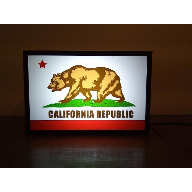 カリフォルニアパブリック 熊 サイン 看板 置物 雑貨 LEDライトBOXミニ