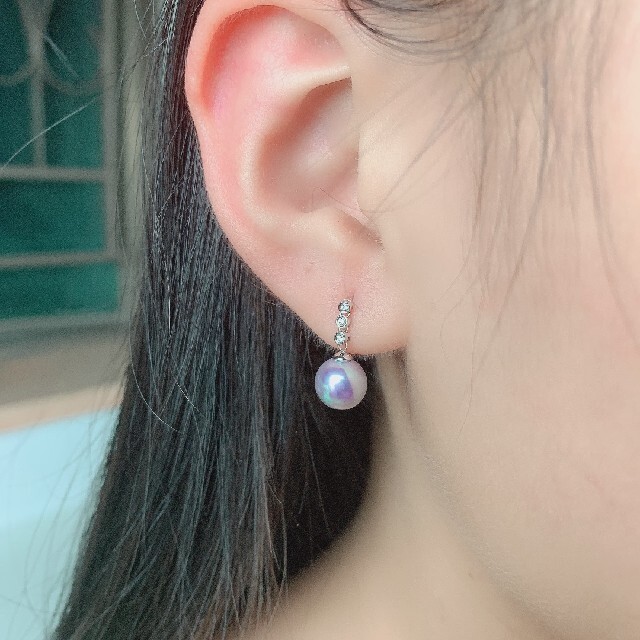ピアス 【高級】あこや真珠 ダイヤモンド付きピアスk18