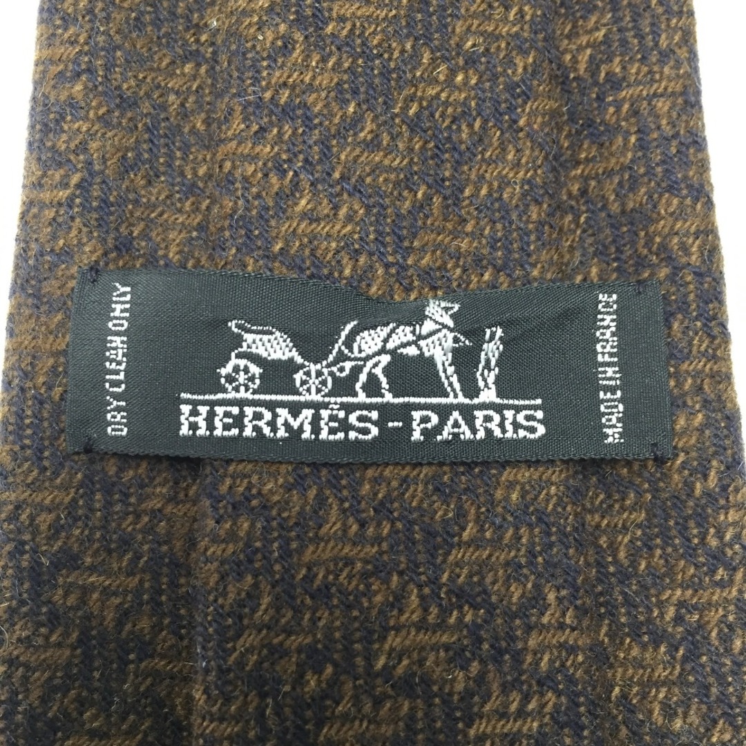 Hermes(エルメス)の☆☆HERMES エルメス 千鳥柄 カシミヤ ネクタイ ブラウン カシミヤ100％ メンズのファッション小物(ネクタイ)の商品写真