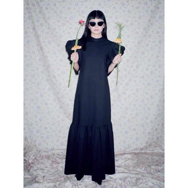 JOHN Black Mutton Sleeve Dress LITMUSコットン100％