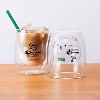 タリーズコーヒー(TULLY'S COFFEE)のタリーズ25周年ハッピーバッグ　ベアフルダブルグラス　未使用(グラス/カップ)