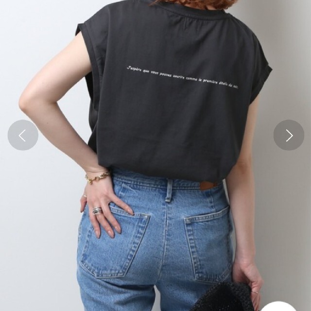 Spick & Span(スピックアンドスパン)のスピックアンドスパン ロゴTシャツ フレンチスリーブ グレー レディースのトップス(Tシャツ(半袖/袖なし))の商品写真