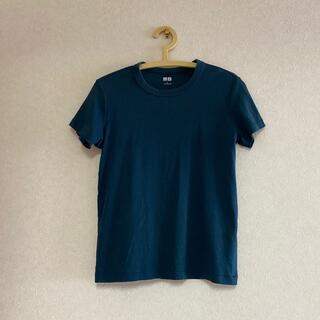 ユニクロ(UNIQLO)のクルーネックT ブルー　UNIQLO 無地　L(Tシャツ(半袖/袖なし))