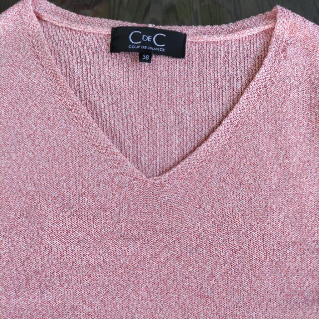 COUP DE CHANCE(クードシャンス)のCoup de Chance ピンク色の七分袖ニット レディースのトップス(ニット/セーター)の商品写真