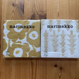 マリメッコ(marimekko)のマリメッコ　ペーパーナプキン　ウニッコ＆クーシコッサ　ゴールドカラー　33×33(テーブル用品)