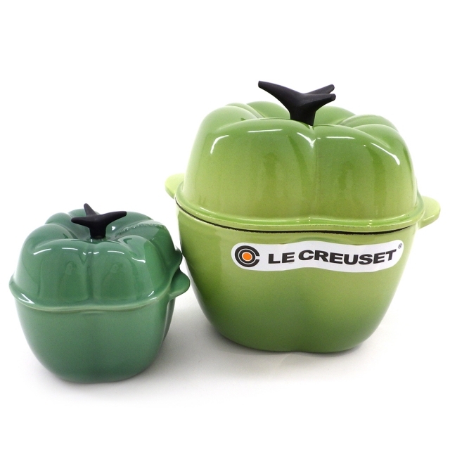 約18cm奥行Le Creuset ル・クルーゼ ココット・ピーマン ローズマリー 18cm & 両手鍋 ミニ・ピーマン ジェイド 計2点 食器 キャセロール【送料無料】