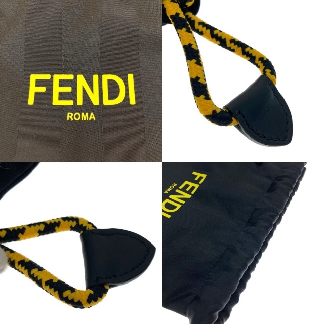 FENDI(フェンディ)の〇〇FENDI フェンディ フェンディパック スモールポーチ ナイロンバッグ 7VA510ADMAFOR2A ブラック x イエロー レディースのバッグ(その他)の商品写真