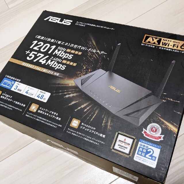 ASUS(エイスース)のASUS Wifi ルーター RT-AX56U Wifi6対応 スマホ/家電/カメラのPC/タブレット(PC周辺機器)の商品写真