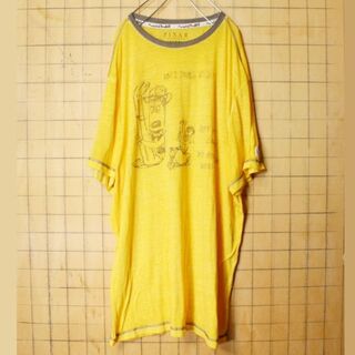 USA PIXAR トイストーリー リンガーTシャツ イエロー半袖XL ss46(Tシャツ/カットソー(半袖/袖なし))