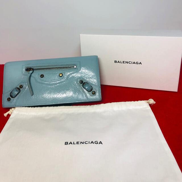 【美品】☆BALENCIAGA バレンシアガ Vintage 長財布 水色