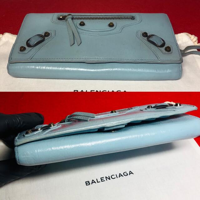 【美品】☆BALENCIAGA バレンシアガ Vintage 長財布 水色