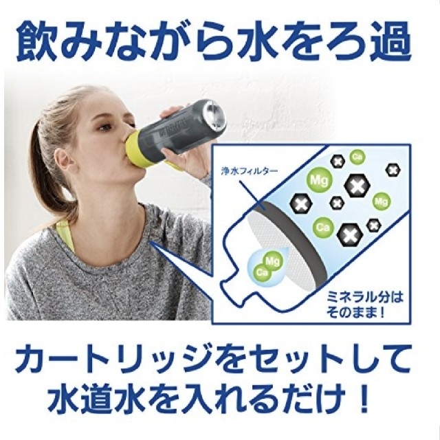 ブリタ　水筒　600ml　フィル&ゴーアクティブ　パープル　カートリッジ付き インテリア/住まい/日用品のキッチン/食器(浄水機)の商品写真