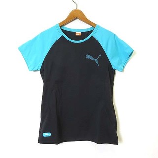プーマ(PUMA)のプーマ Tシャツ スポーツウエア ロゴ 半袖 L 黒 エメラルドグリーン(その他)