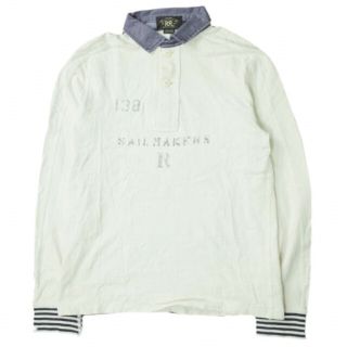 ダブルアールエル(RRL)のRRL ダブルアールエル SAIL MAKERS RUGBY SHIRT ステンシルプリントラガーシャツ S ホワイト Double RL 長袖 プルオーバー トップス【中古】【RRL】(ポロシャツ)