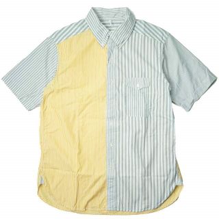 マウンテンリサーチ(MOUNTAIN RESEARCH)のMOUNTAIN RESEARCH マウンテンリサーチ 日本製 B.D. S/S - Crazy Stripe クレイジーパターン ストライプショートスリーブBDシャツ MTR-2248 M イエロー/グレー 半袖 トップス【中古】【MOUNTAIN RESEARCH】(シャツ)