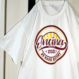 アートヴィンテージ(ART VINTAGE)の海外製 白 Tシャツ ロゴプリント オーバーサイズ トップス L(Tシャツ/カットソー(半袖/袖なし))