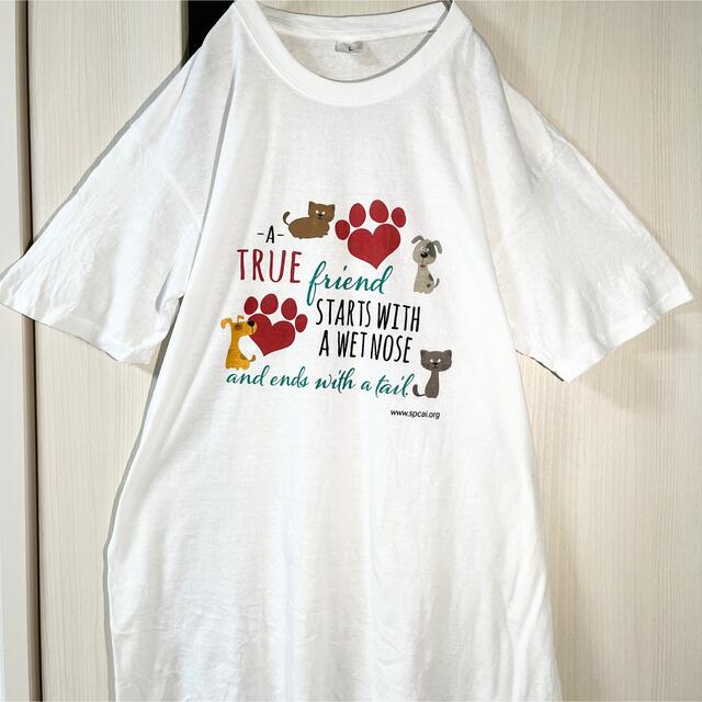 ART VINTAGE(アートヴィンテージ)の海外製 白 Tシャツ ロゴプリント オーバーサイズ トップス L メンズのトップス(Tシャツ/カットソー(半袖/袖なし))の商品写真