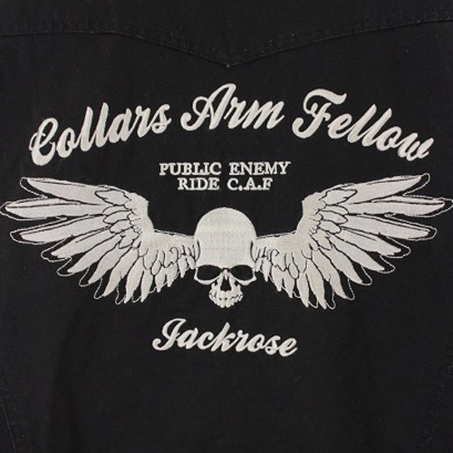 JACKROSE(ジャックローズ)のジャックローズ ジャケット バックスカル刺繍 ジップアップ M 黒 メンズのジャケット/アウター(その他)の商品写真
