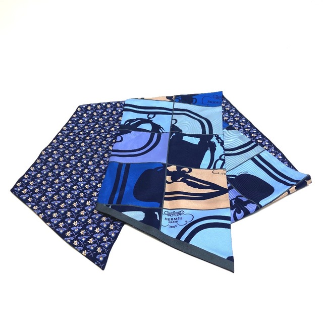 エルメス HERMES マキシツイリー ファッション小物 スカーフ シルク ブルー×マルチカラーバンダナ/スカーフ