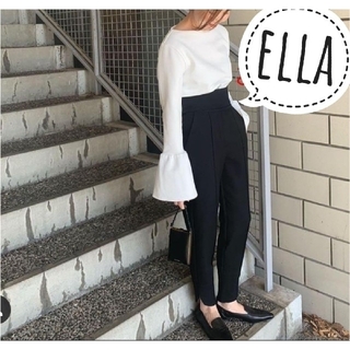 ドゥロワー(Drawer)のella エラ  wide belt slit pants ブラック 黒(カジュアルパンツ)