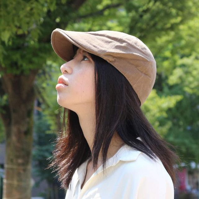 帽子 シンプル ハンチング 男女兼用 ハンチングコットン6枚接ぎ ブラウン メンズの帽子(ハンチング/ベレー帽)の商品写真
