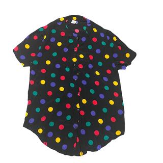 【1980s】ビンテージ　ポルカドット　マルチカラー　オーバーサイズ  シャツ(シャツ/ブラウス(半袖/袖なし))