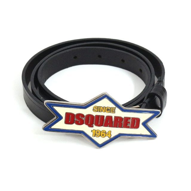 DSQUARED2(ディースクエアード)のディースクエアード ロゴプレートバックルレザーナローベルト メンズのファッション小物(ベルト)の商品写真