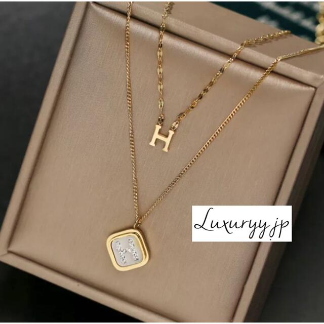 高級✨人気✨2連Hスタイルネックレス 高品質サージカルステンレス