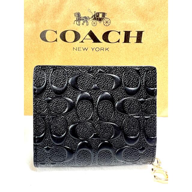 COACH  コーチ 二つ折財布 シグネチャー ブラック