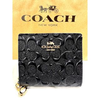 コーチ(COACH)のコーチ coach 新作 二つ折り財布 クロスグレインレザーシグネチャーブラック(折り財布)