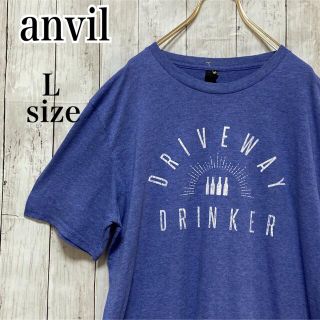 アンビル(Anvil)のanvil アンビル ドリンク プリント Tシャツ ユニセックス Lサイズ 古着(Tシャツ/カットソー(半袖/袖なし))