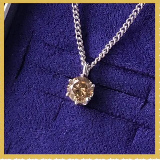 極美品　天然石　ブラウン　ダイヤネックレス　0.4ct シルバー