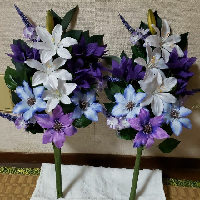 お供え花　造花　お花のみ一対　クレマチス