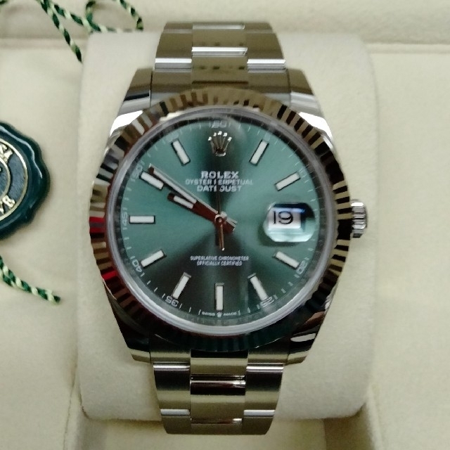 ROLEX オイスターパーペチュアル デイトジャスト41 腕時計 ミントグリーン
