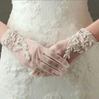 新品♡ウエディング ショート グローブ 結婚式 オーガンジー(ウェディングドレス)