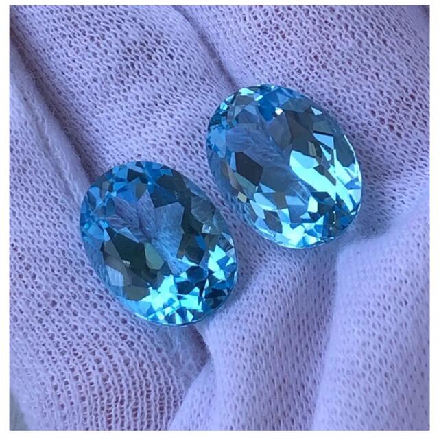 大粒 天然石 ブルートパーズルース 2個set 合計 23.90ct