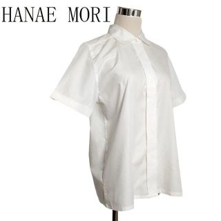 ハナエモリ(HANAE MORI)のHANAE MORI 半袖シャツ ブラウス 比翼ボタン 白 d27(シャツ/ブラウス(半袖/袖なし))