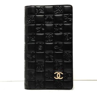 シャネル(CHANEL)のシャネル 長財布美品  カメリア,No5 黒(財布)