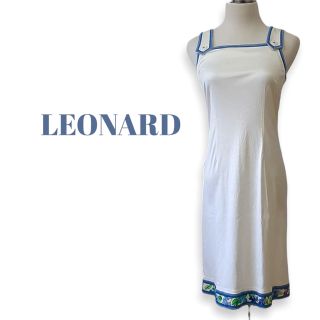 レオナール(LEONARD)のレオナール、コットンワンピース、サイズM、9号。LEONARD(ひざ丈ワンピース)