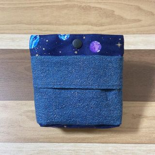 デニム風×宇宙柄　移動ポケット  ハンドメイド(外出用品)